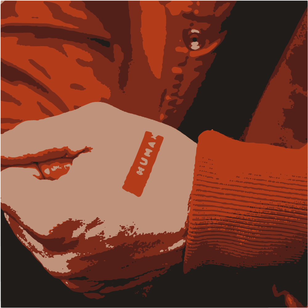 Orange And White Textile On Persons Hand converted to vector