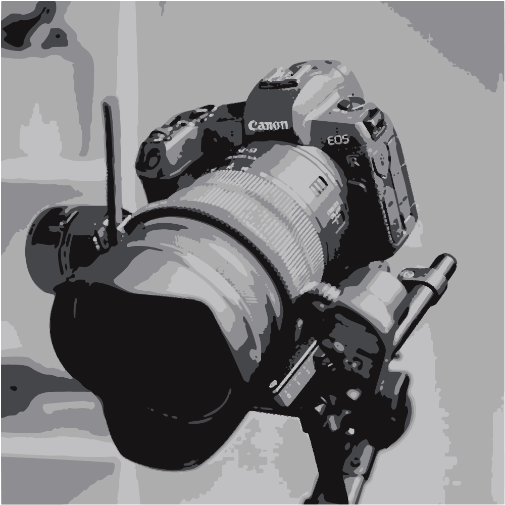 Black Nikon Dslr Camera On Black Tripod converted to vector